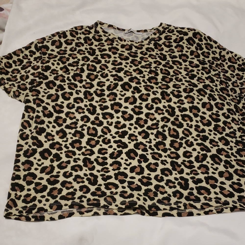 Zara Animal Print Top - Black and Brown